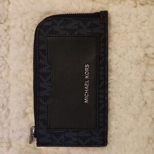 Michael Kors Navy Blue Logo Zip Around Card Case